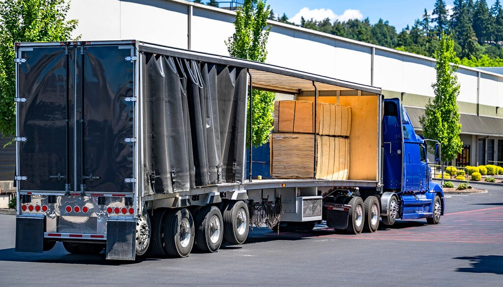 Conestoga rolling-tarp trailer