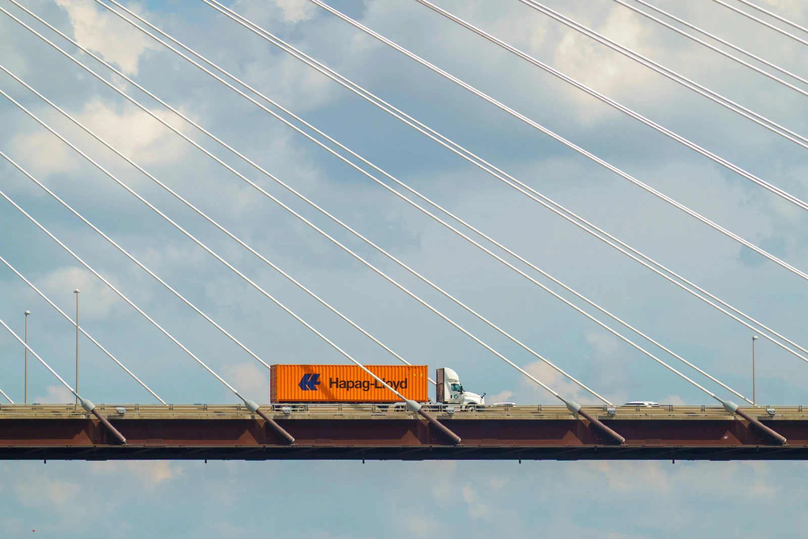 Modern container drayage on a bridge