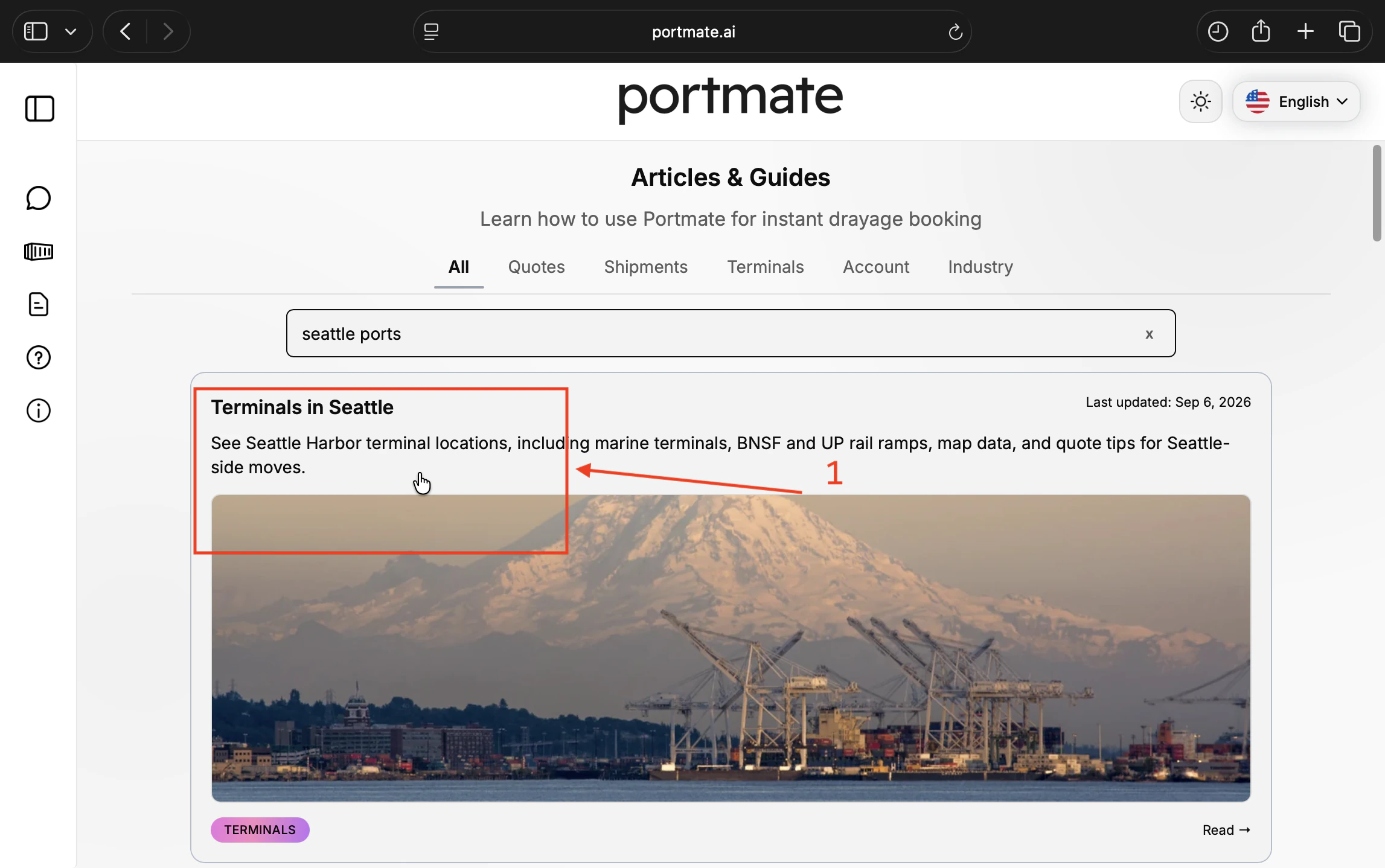 Open the Terminals in Seattle article from the search results