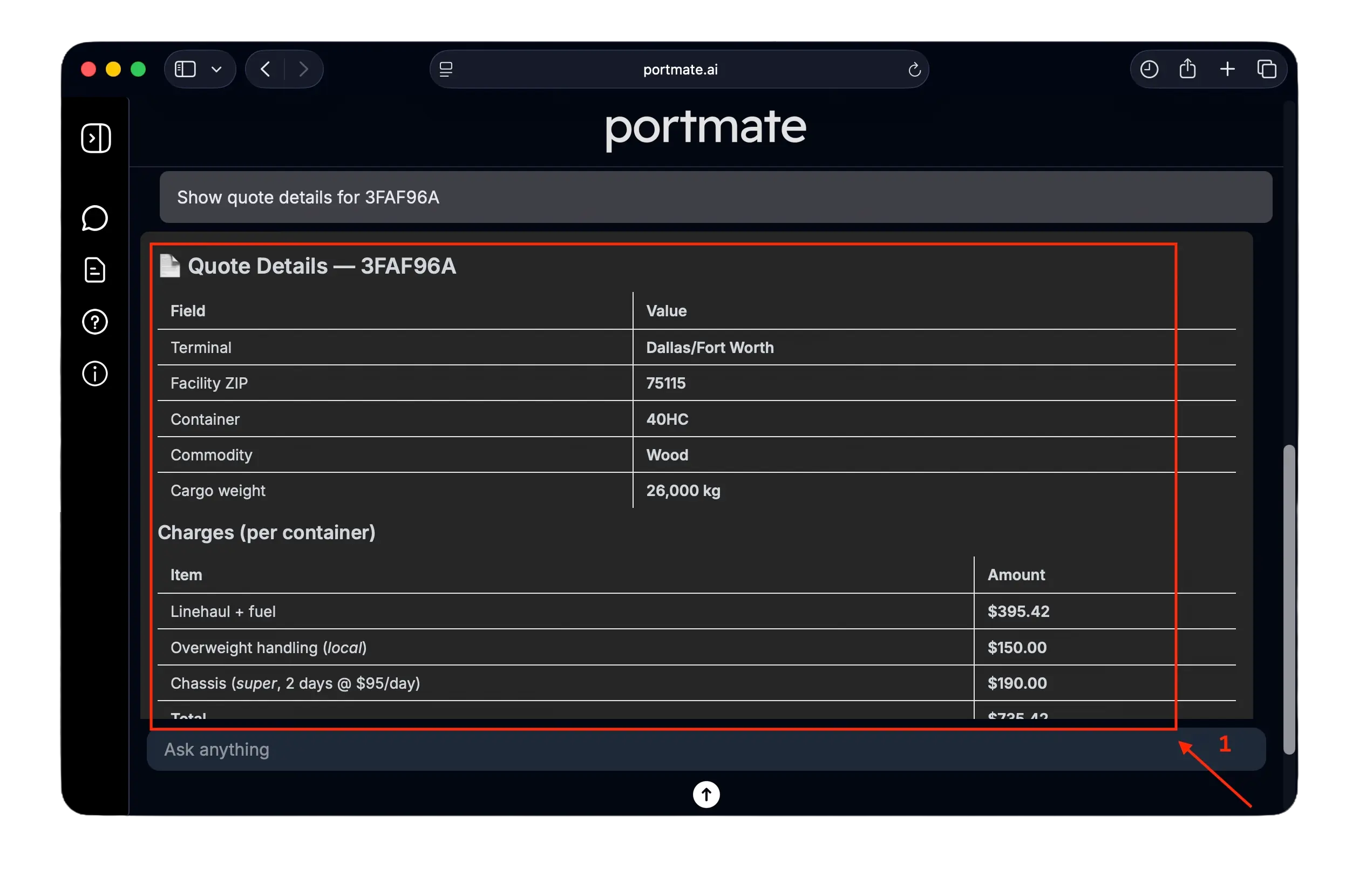 Quote details retrival