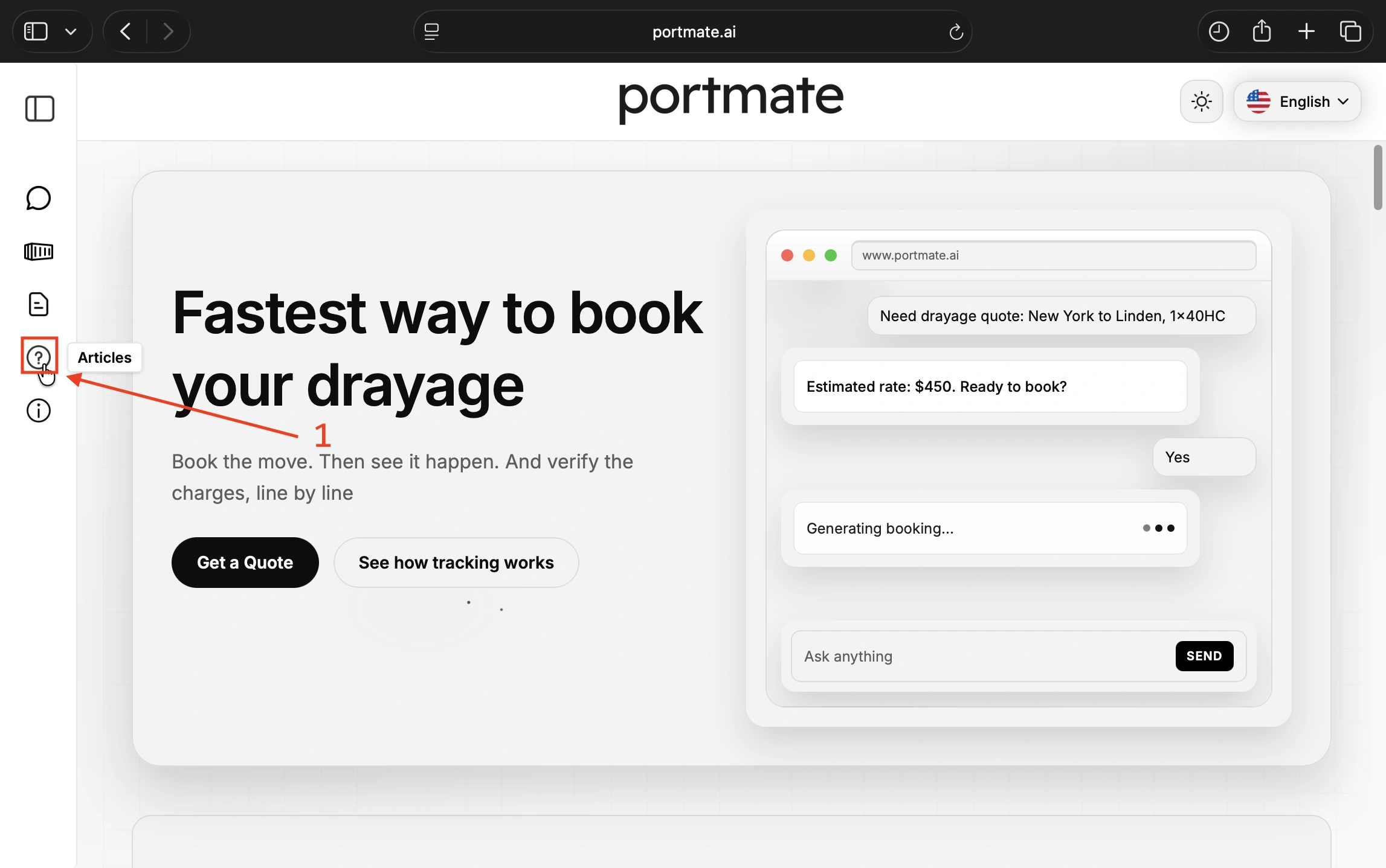 Select Articles using the question-mark icon in the left navigation
